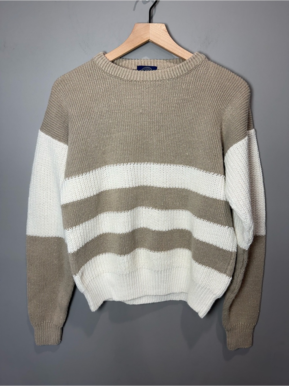 Vintage GAP Chunky Knit Striped Sweater Neutral Coastal Grandpa Core S